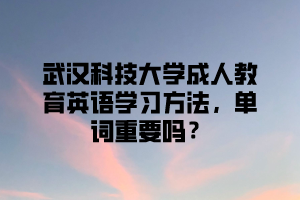 武汉科技大学成人教育英语学习方法,单词重要吗?